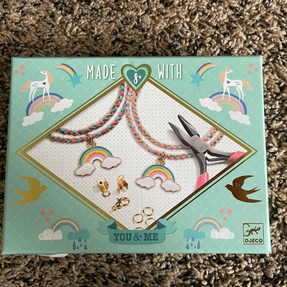 Rainbow Charm Bracelet & Earring Craft Kit - Pastel Pink, Mint, Gold